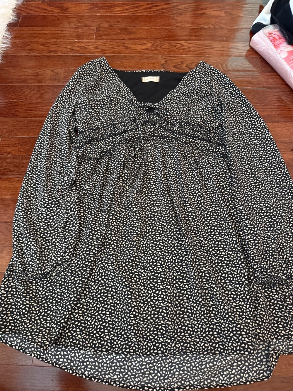 Altar'd State Black and White Long Sleeve Printed Empire Dress